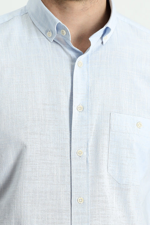 Light Blue Short Sleeve Regular Fit Cotton Sports Shirt