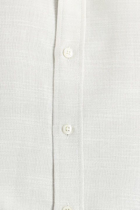 Cream Short Sleeve Regular Fit Linen-Look Cotton Shirt
