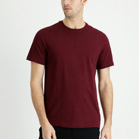 Dark Burgundy Crew Neck Regular Fit Supreme Cotton T-Shirt