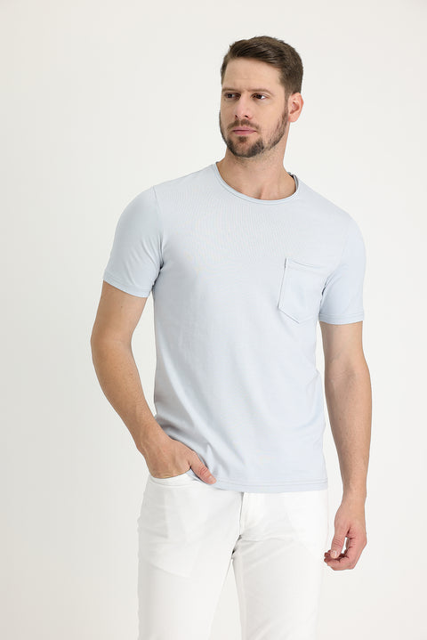 Light Blue Crew Neck Slim Fit T-Shirt