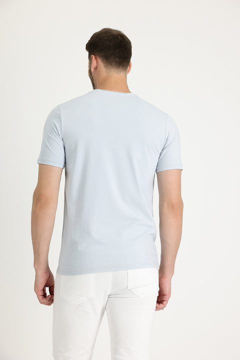 Light Blue Crew Neck Slim Fit T-Shirt