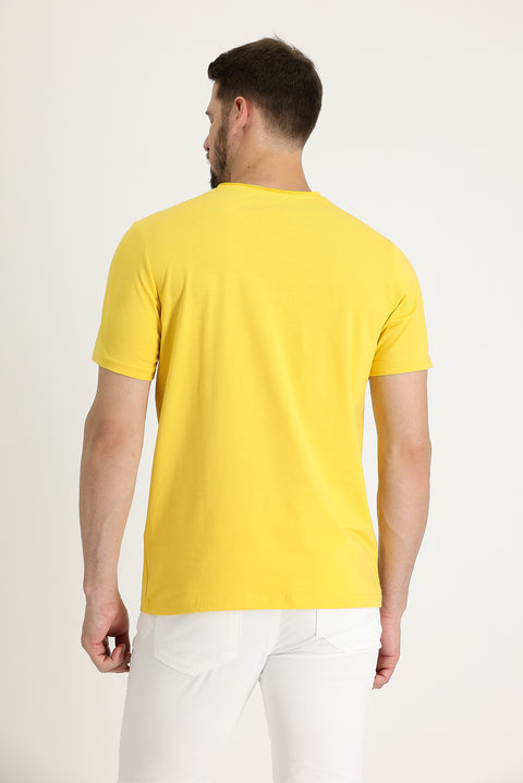 Dark Yellow Crew Neck Slim Fit T-Shirt
