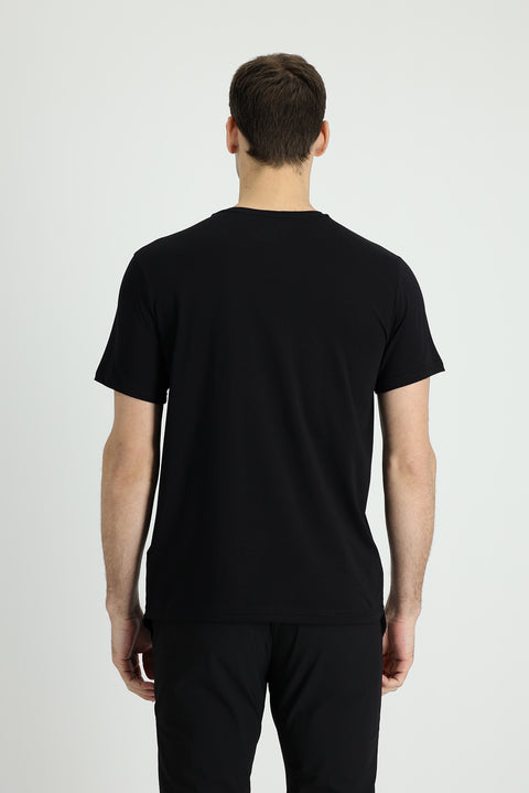 Black Crew Neck Slim Fit Narrow Cut Supreme Cotton T-Shirt