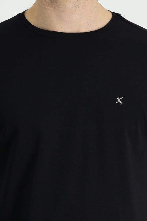 Black Crew Neck Slim Fit Narrow Cut Supreme Cotton T-Shirt
