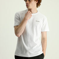 White Crew Neck Slim Fit Printed Cotton T-Shirt