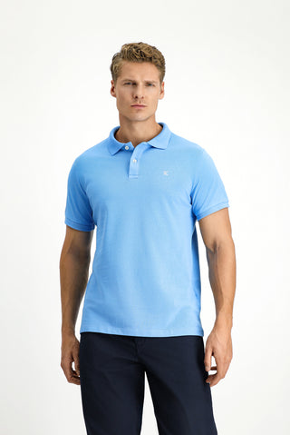 Koyu Mavi Polo Yaka Slim Fit Nakışlı %100 Pamuk Tişört