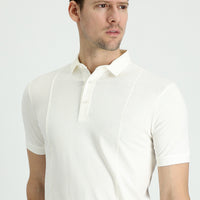 Off-white Slim Fit Narrow Cut Cotton Supreme Polo Collar T-shirt