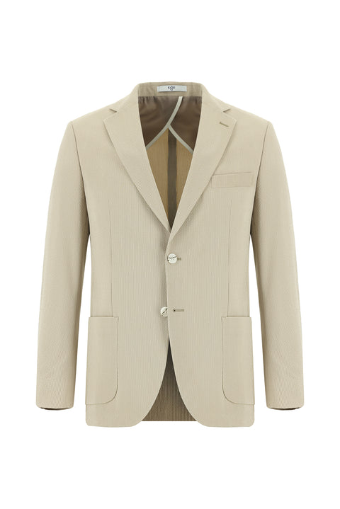 Light Mink 6 Drop Regular Fit Standard Cut Polvis Striped Seersucker Jacket