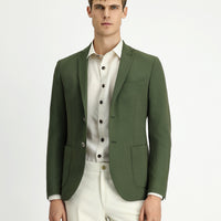 Koyu Yeşil 7 Drop Super Slim Fit Eksra Dar Kesim Gofre Ceket
