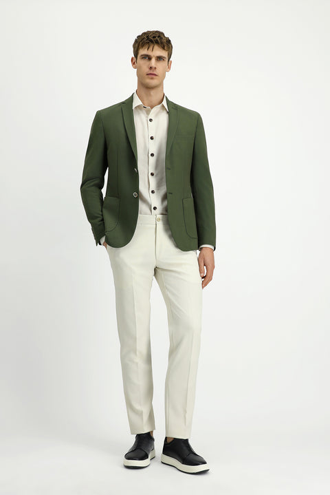 Koyu Yeşil 7 Drop Super Slim Fit Eksra Dar Kesim Gofre Ceket