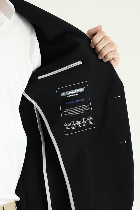 Black Techno-Line 7 Drop Slim Fit Lycra Jacket