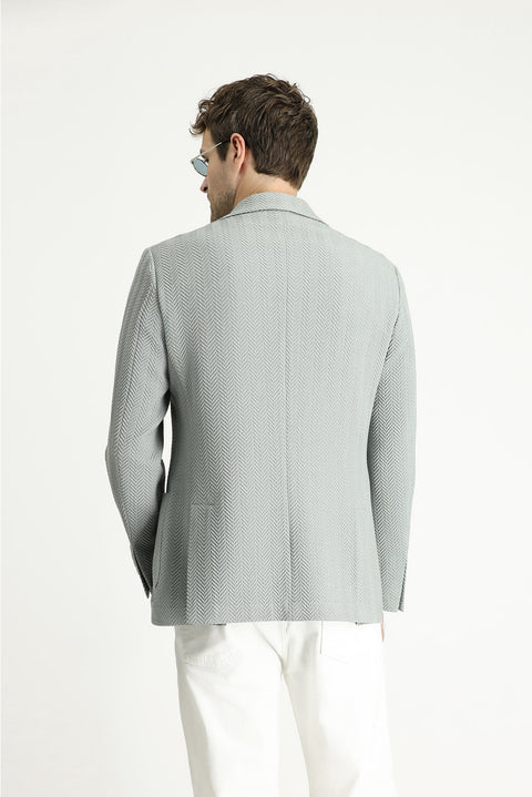 Aqua Green 7 Drop Slim Fit Patterned Sport Jacket