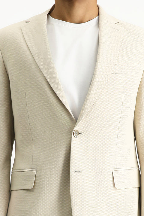 Light Beige 7 Drop Slim Fit Classic Patterned Jacket