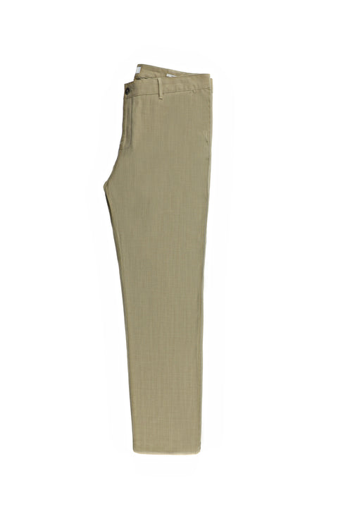 Dark Mink Relaxed Fit Linen Blend Canvas / Chino Trousers