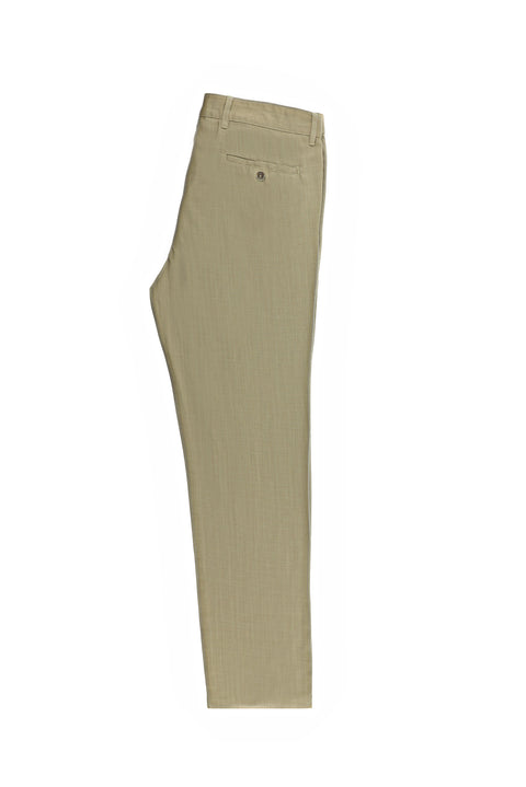 Dark Mink Relaxed Fit Linen Blend Canvas / Chino Trousers