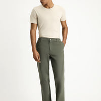 Medium Khaki Regular Fit Standard Cut Elasticated Waist Stretchy Canvas / Chino Trousers