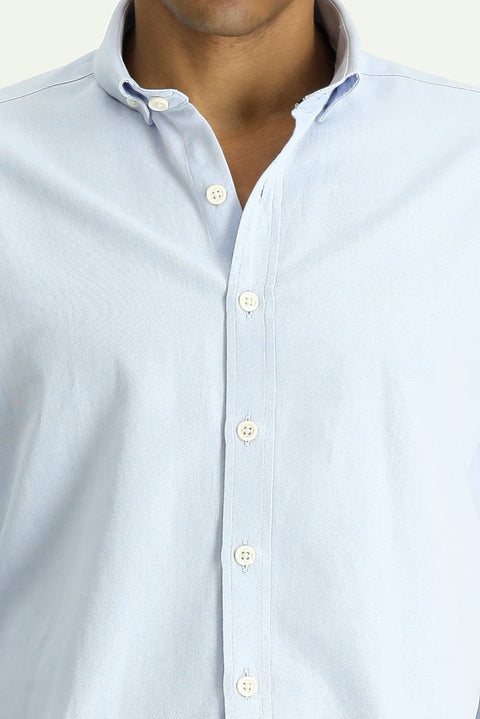 Light Blue Long Sleeve Regular Fit Oxford Cotton Shirt