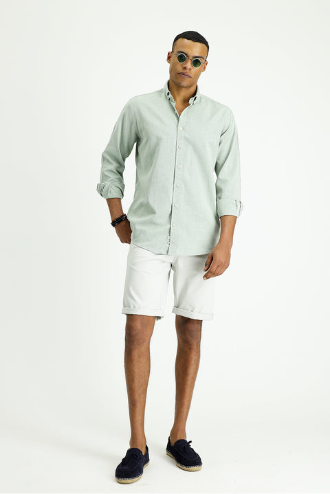 Dark Green Long Sleeve Regular Fit Oxford Cotton Shirt
