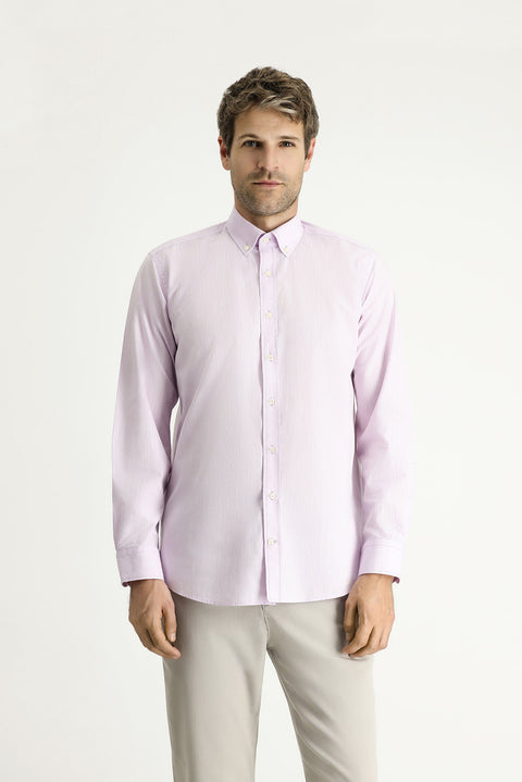 Dusty Pink Long Sleeve Regular Fit Sport Cotton Shirt