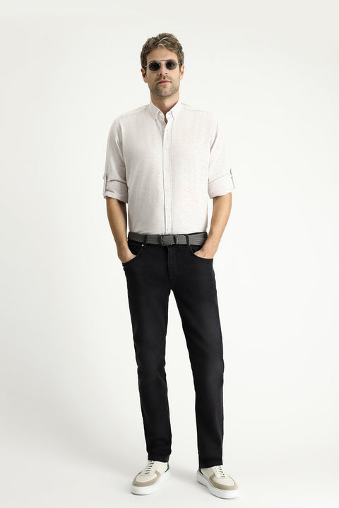 Plum Long Sleeve Regular Fit Patterned Sporty Cotton Button-Down Collar Shirt
