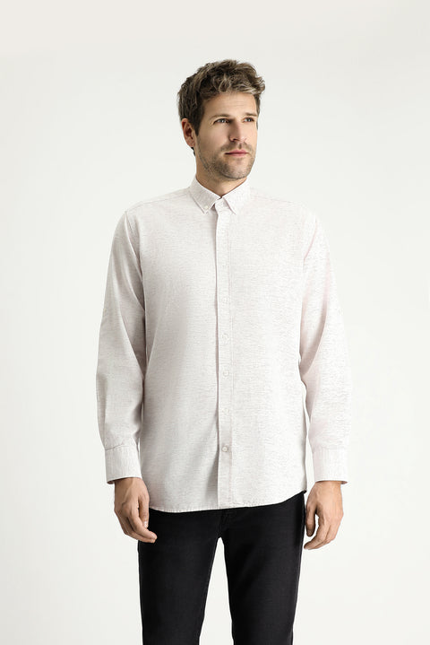 Plum Long Sleeve Regular Fit Patterned Sporty Cotton Button-Down Collar Shirt
