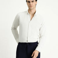 Light Mink Long Sleeve Slim Fit Narrow Cut Patterned Cotton Easy-Iron Button-Down Collar Shirt