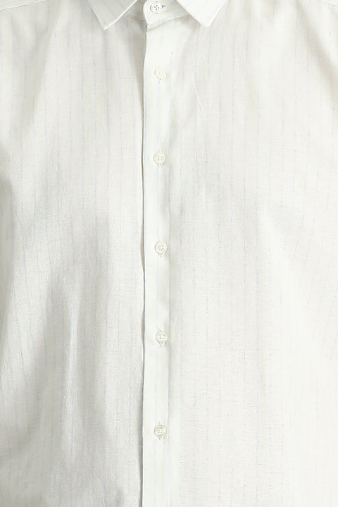 Blue Short Sleeve Regular Fit Striped Sport Cotton Shirt