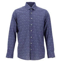 İndigo Uzun Kol Slim Fit Desenli Gömlek