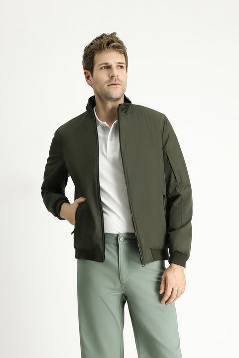 Medium Khaki Ribbed Seasonal Sport Bomber Jacket