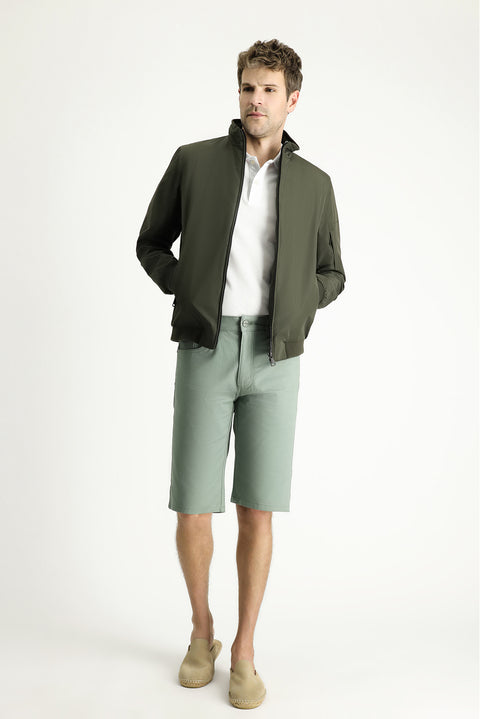 Medium Khaki Ribbed Seasonal Sport Bomber Jacket