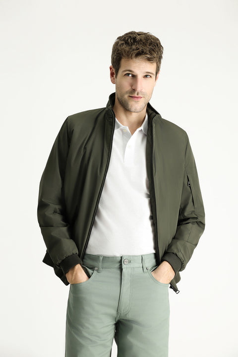 Medium Khaki Ribbed Seasonal Sport Bomber Jacket