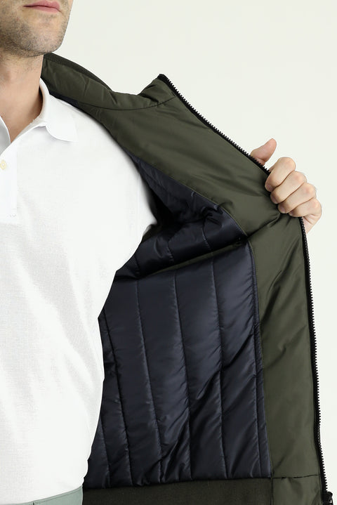 Medium Khaki Ribbed Seasonal Sport Bomber Jacket