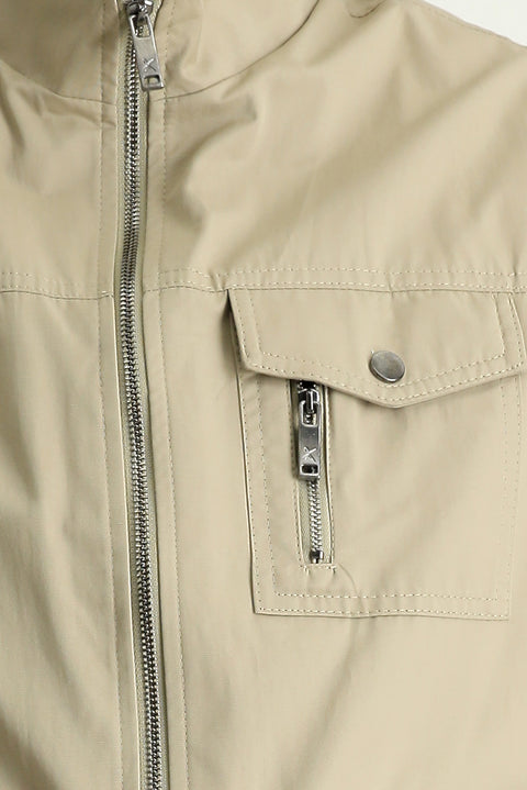 Light Beige Cotton Utility/Safari Vest with Pockets