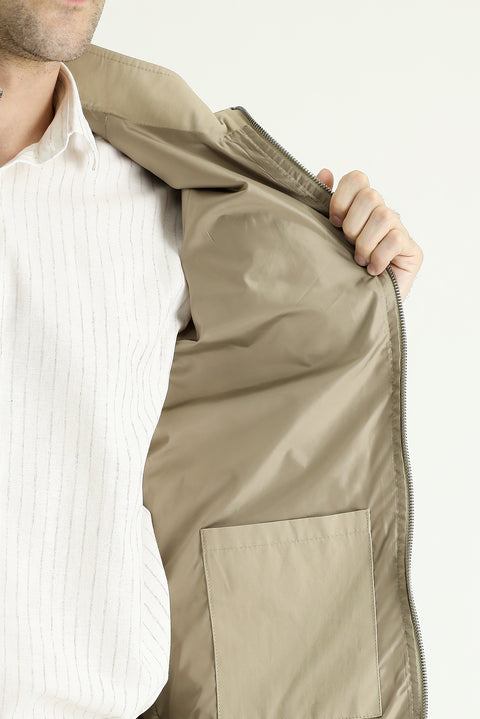 Light Beige Cotton Utility/Safari Vest with Pockets