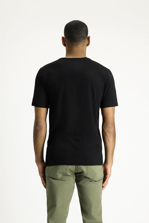 Black Crew Neck Regular Fit Printed Cotton T-shirt