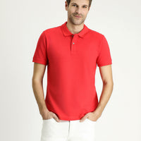 Nar Çiçeği Slim Fit Dar Kesim Nakışlı Pamuk Polo Yaka Tişört