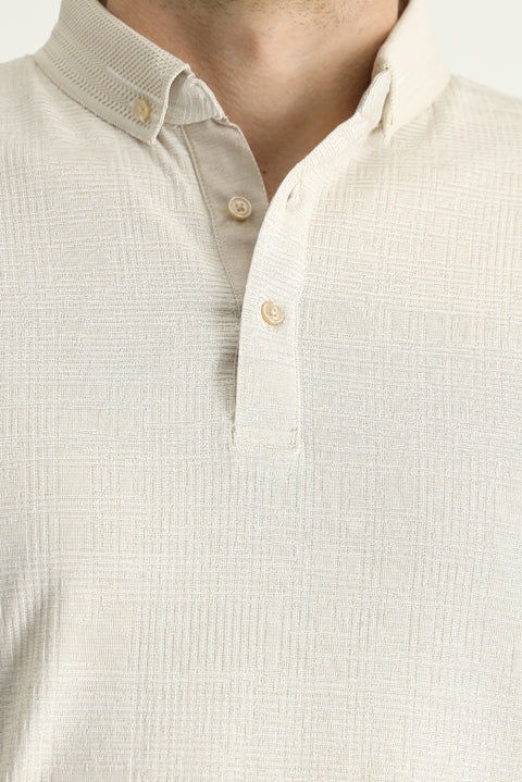 Taş Polo Yaka Slim Fit Dar Kesim Desenli Tişört
