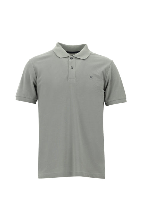 Medium Grey Polo Collar Slim Fit Embroidered Cotton T-Shirt
