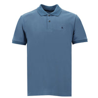 Aviator Blue Polo Collar Slim Fit Embroidered Cotton T-Shirt