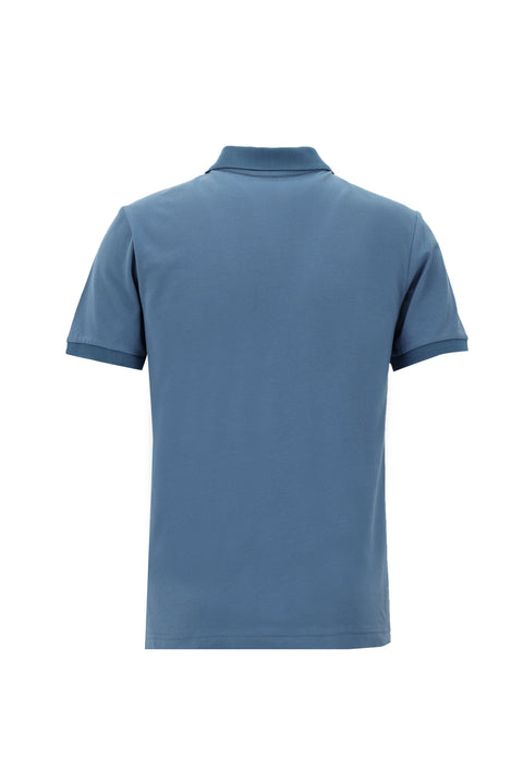 Aviator Blue Polo Collar Slim Fit Embroidered Cotton T-Shirt
