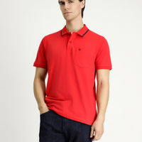 Pomegranate Blossom Slim Fit Narrow Cut Patterned Embroidered Cotton Polo Shirt