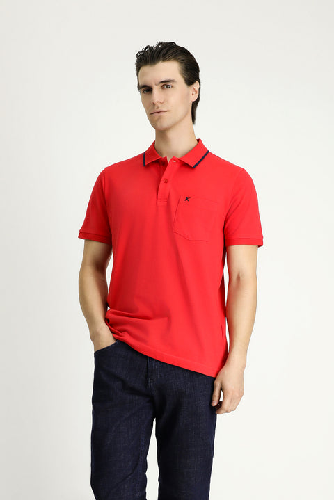 Pomegranate Blossom Slim Fit Narrow Cut Patterned Embroidered Cotton Polo Shirt