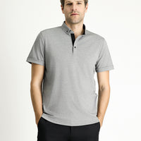 Black Polo Collar Slim Fit Narrow Cut Cotton T-shirt