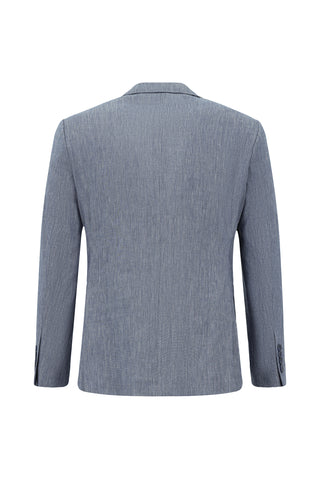 Koyu Mavi 7 Drop Slim Fit Dar Kesim Keten Karışımlı Beli Lastikli İpli Takım Elbise