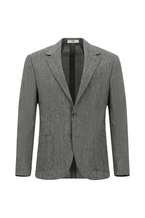 Dark Anthracite 7 Drop Super Slim Fit Extra Narrow Cut Linen Blend Elasticated Drawstring Waist Suit
