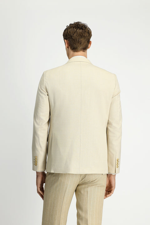 Açık Bej 7 Drop Slim Fit Dar Kesim Klasik Ceket
