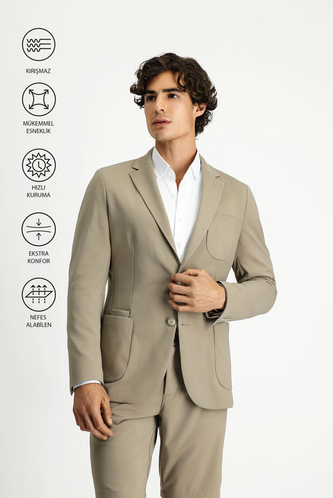 Medium Mink Techno-Line 7 Drop Super Slim Fit Extra Narrow Cut Lycra Jacket