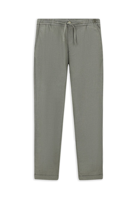 Olive Green Slim Fit Patterned Jogger Pants with Elastic Waist and Drawstring
