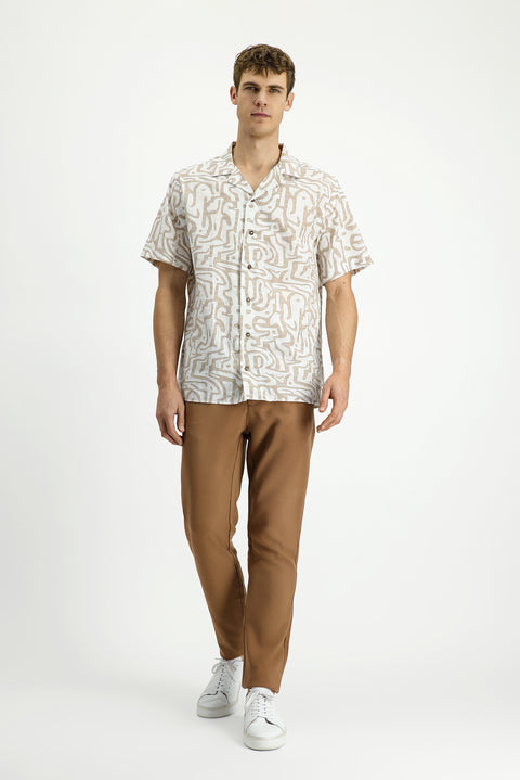 Taba Slim Fit Dar Kesim Beli Lastikli Lyocell Kanvas / Chino Pantolon