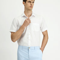 White Short Sleeve Regular Fit Cotton Non-Iron Shirt